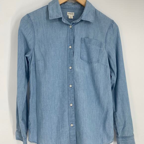 J.Crew Crew Cuts Top Girl’s 16 Chambray Blue Preppy Coastal Nautical Classic - Picture 1 of 9